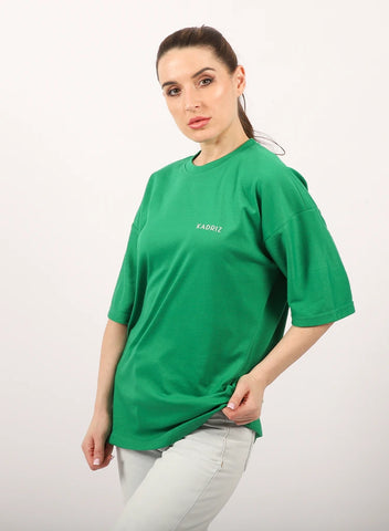 Oversized T-shirt Unisex Green Cotton