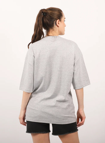 Oversized T-shirt Unisex Gray Cotton