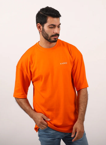Oversized T-shirt Unisex Orange Cotton