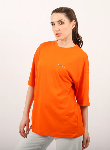 Oversized T-shirt Unisex Orange Cotton
