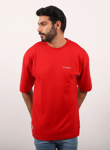 Oversized T-shirt Unisex Red Cotton