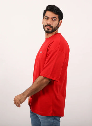 Oversized T-shirt Unisex Red Cotton