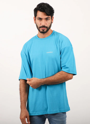 Oversized T-shirt Unisex Turquoise Blue Cotton