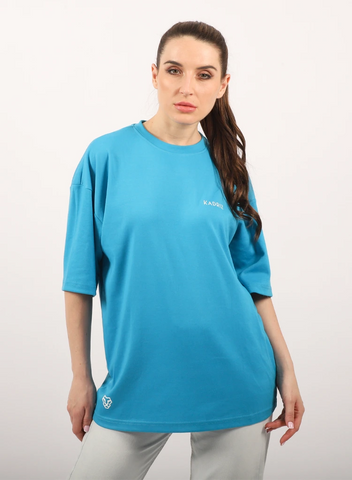 Oversized T-shirt Unisex Turquoise Blue Cotton