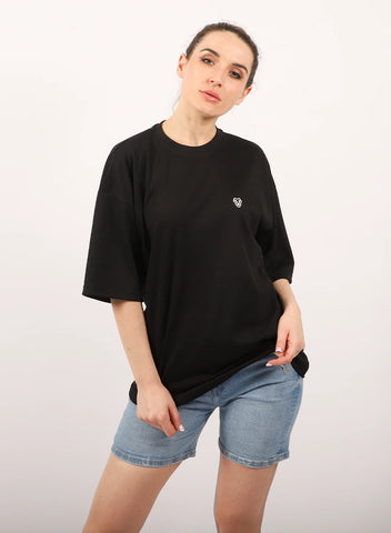 Oversized T-shirt Unisex Black Cotton