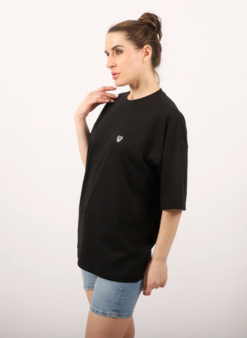 Oversized T-shirt Unisex Black Cotton
