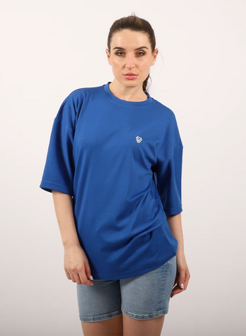 Oversized T-shirt Unisex Blue Cotton